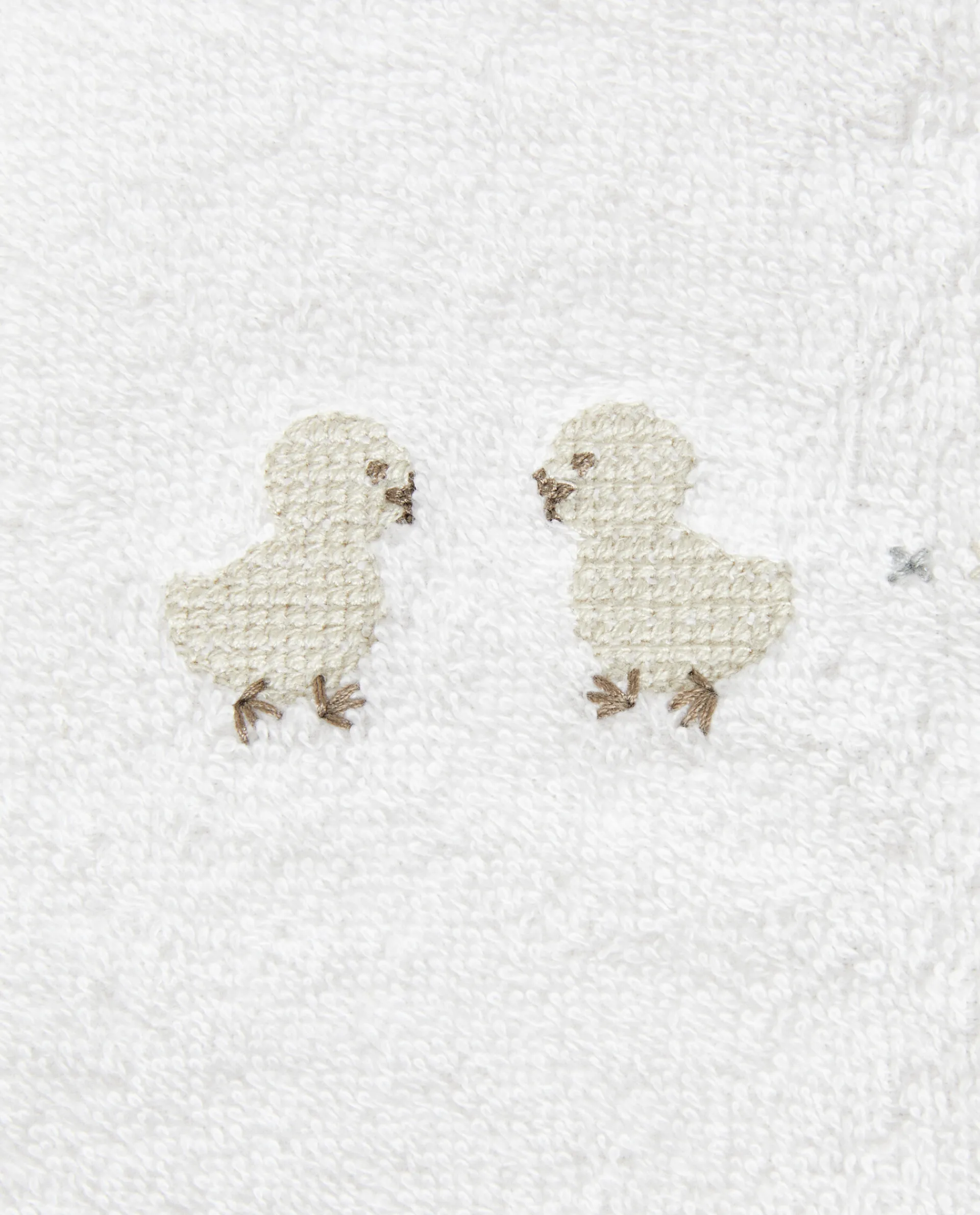 Mealtime*ZARA Home Duck Cross-Stitch Bib Oyster White