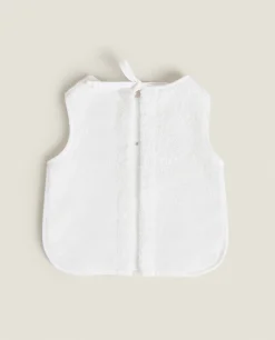 Mealtime*ZARA Home Duck Cross-Stitch Bib Oyster White