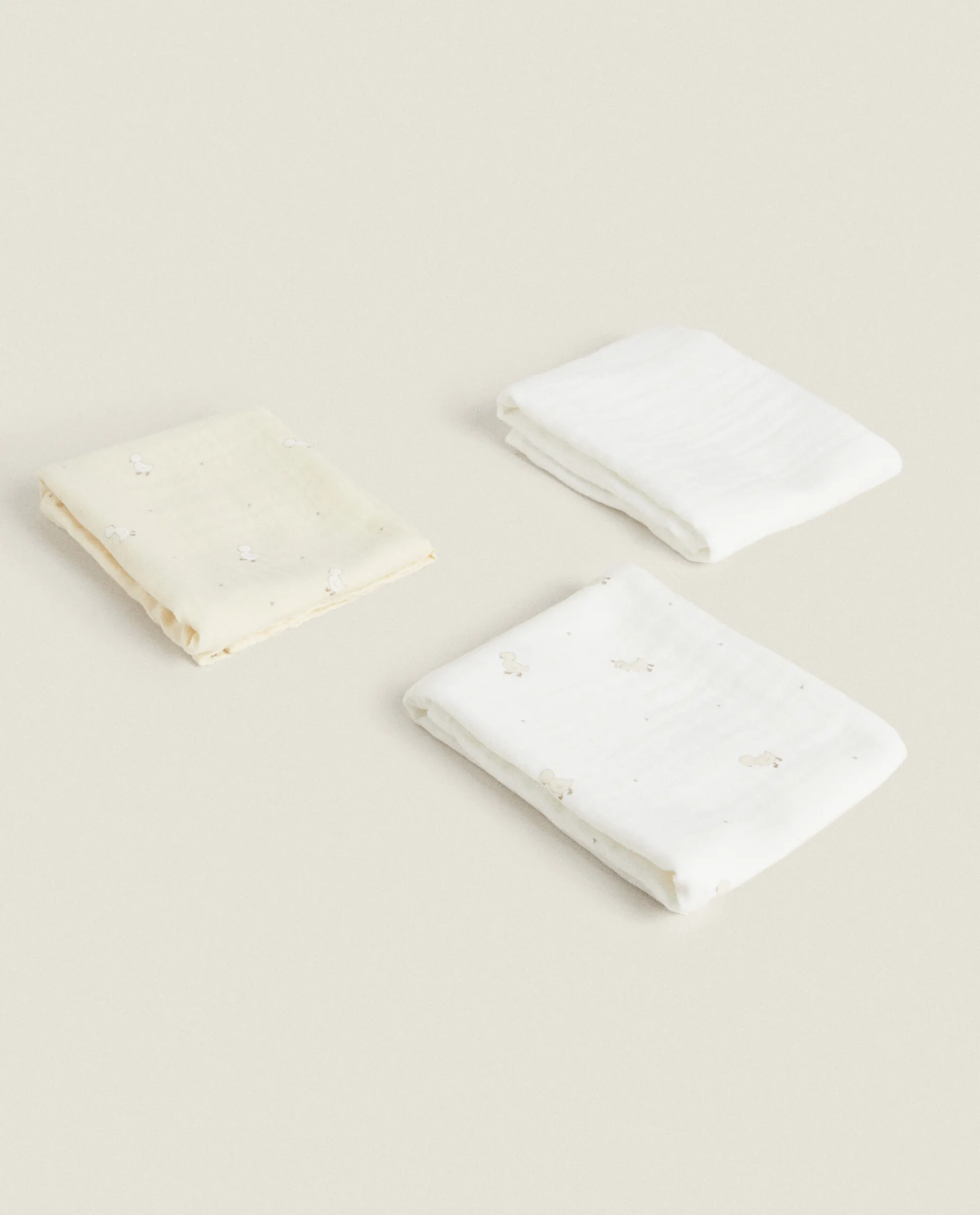 Mealtime*ZARA Home Duck Muslin Cloth (Pack Of 3) Oyster White