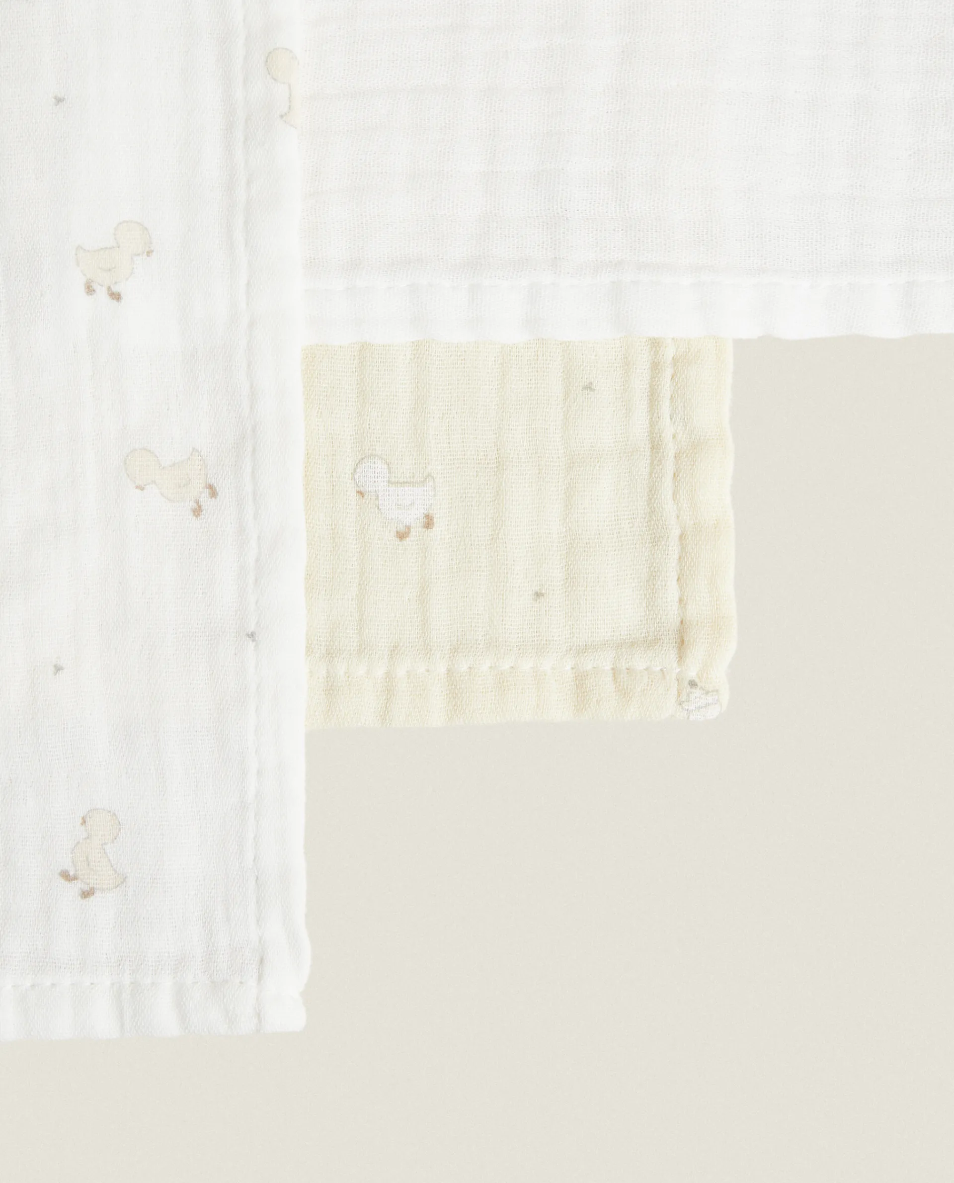 Mealtime*ZARA Home Duck Muslin Cloth (Pack Of 3) Oyster White