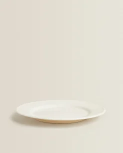 Dinner Plates*ZARA Home Earthenware Dinner Dish With Raised-Design Edge Cream