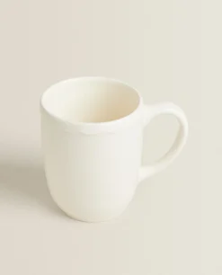 Mugs*ZARA Home Earthenware Mug With A Raised-Design Edge Cream
