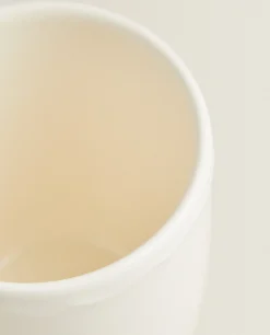 Mugs*ZARA Home Earthenware Mug With A Raised-Design Edge Cream