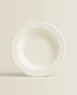 Soup Plates*ZARA Home Earthenware Soup Plate With Raised-Design Edge Cream