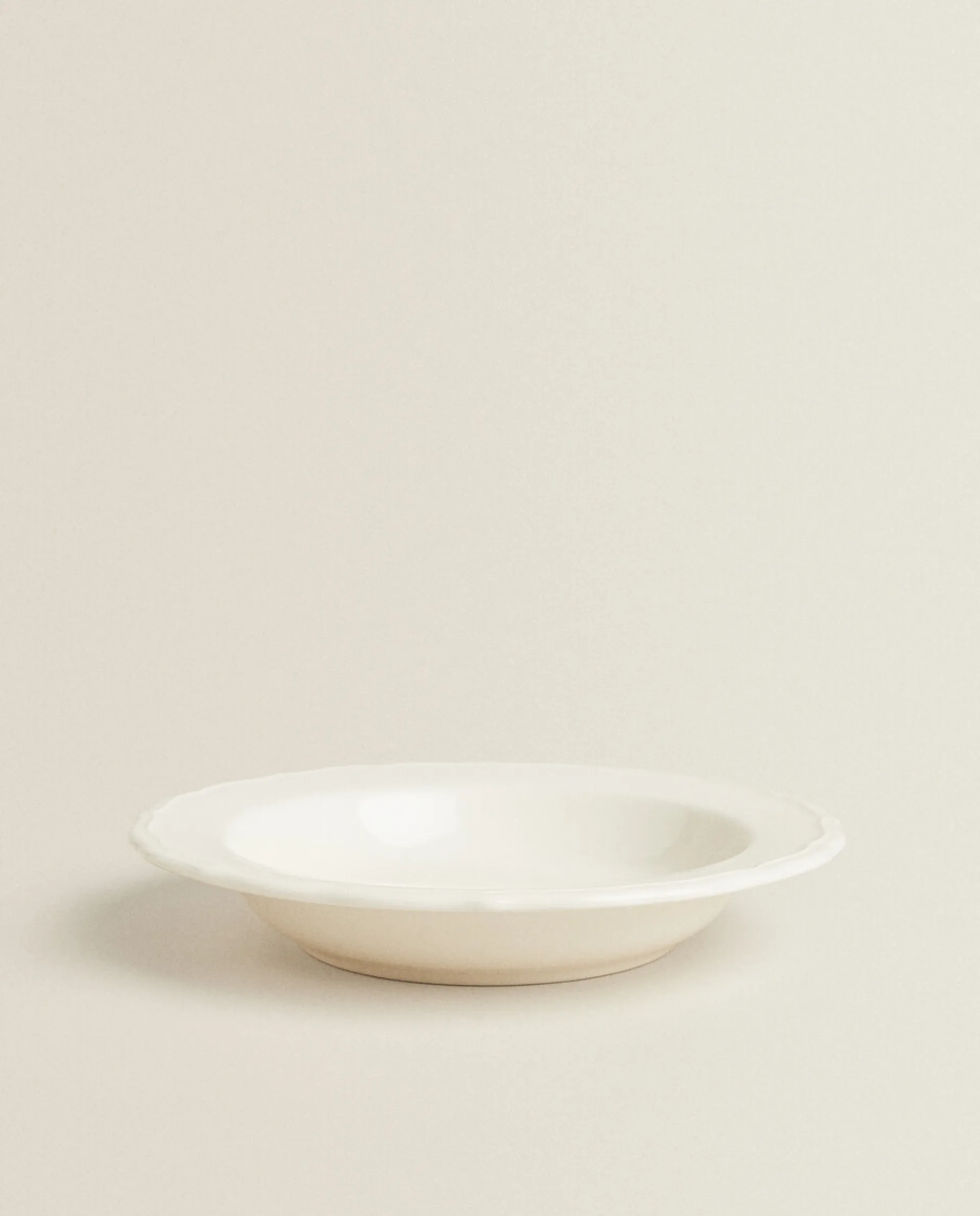 Soup Plates*ZARA Home Earthenware Soup Plate With Raised-Design Edge Cream