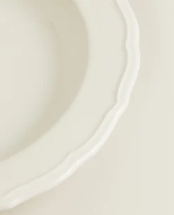 Soup Plates*ZARA Home Earthenware Soup Plate With Raised-Design Edge Cream
