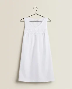 Nightdresses*ZARA Home Embroidered Cotton Nightgown White