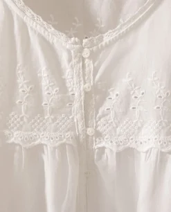 Nightdresses*ZARA Home Embroidered Cotton Nightgown White