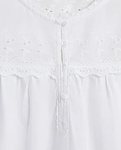 Nightdresses*ZARA Home Embroidered Cotton Nightgown White