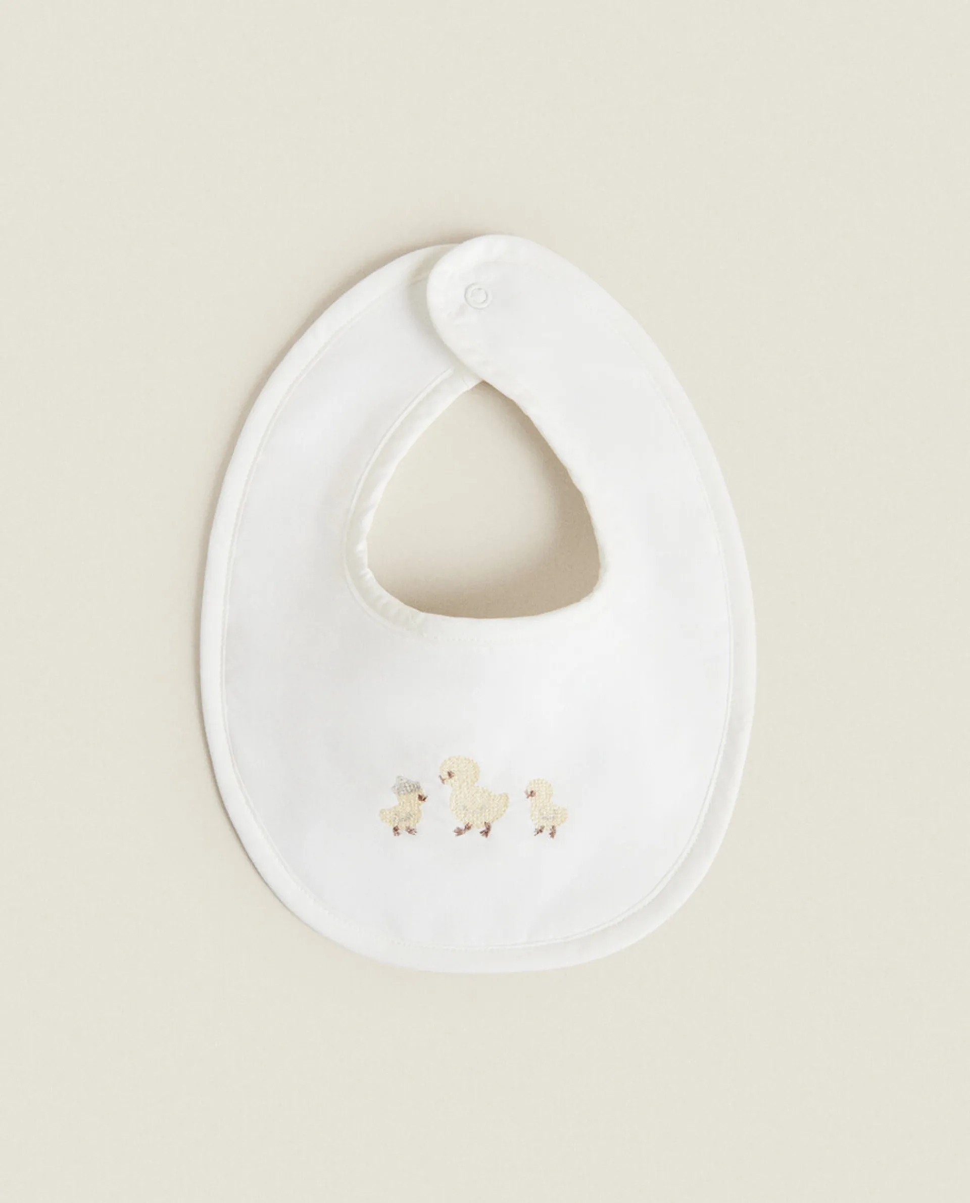 Mealtime*ZARA Home Embroidered Duck Bib White