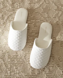 Woman*ZARA Home Embroidered Fabric Slippers White