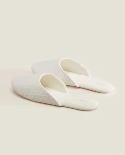 Woman*ZARA Home Embroidered Fabric Slippers White