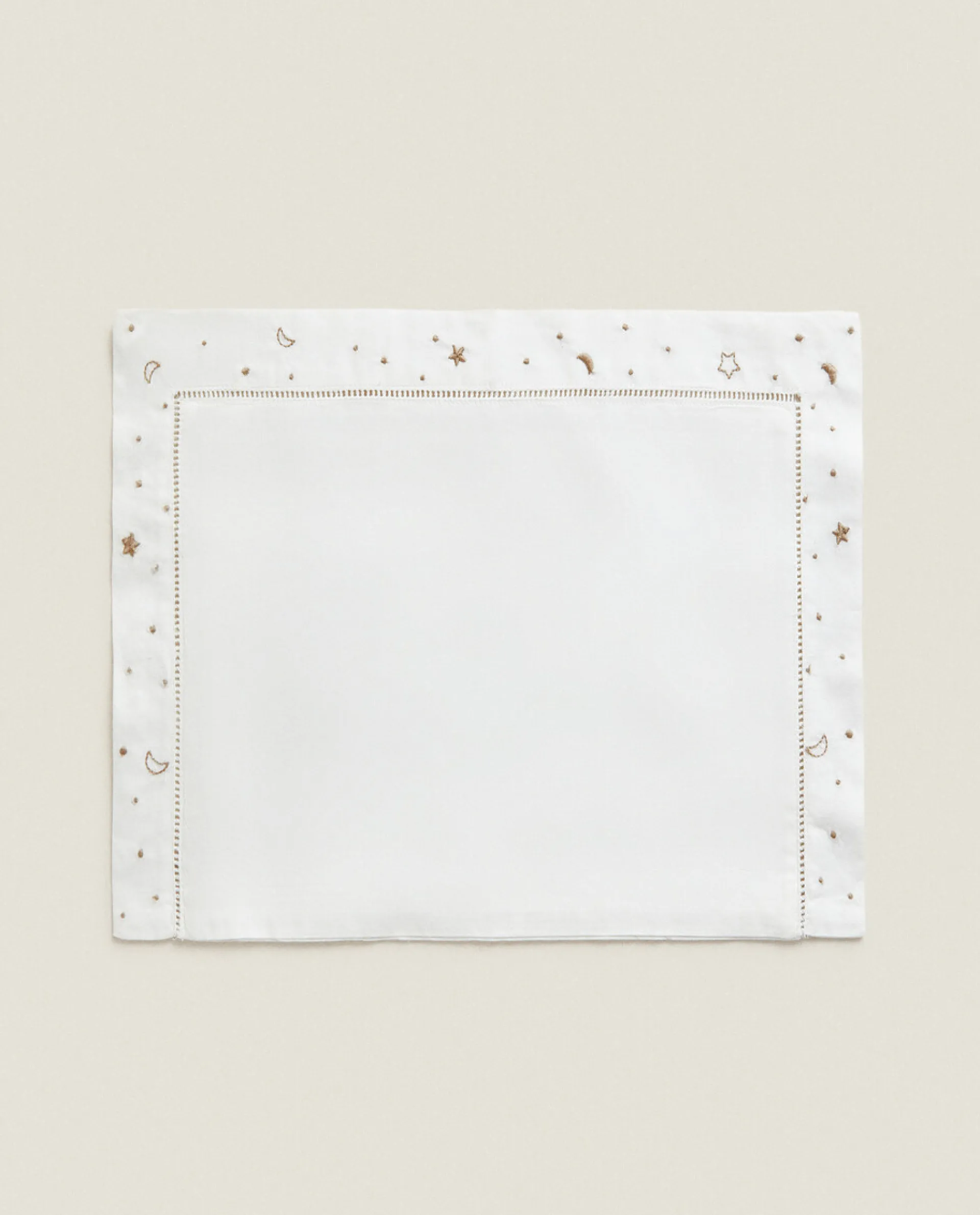 Crib Bedding*ZARA Home Embroidered Moon And Star Flat Sheet Set Taupe