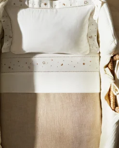 Crib Bedding*ZARA Home Embroidered Moon And Star Flat Sheet Set Taupe