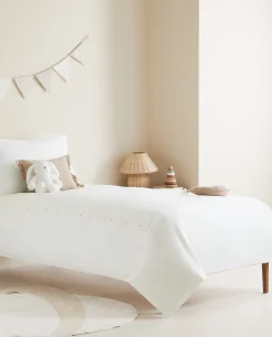 Crib Bedding*ZARA Home Embroidered Moons And Stars Flat Sheet Taupe