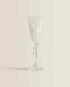 Glasses And Flutes*ZARA Home Engraved Crystalline Flute Glass Transparent