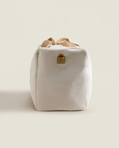Personalization*ZARA Home Fabric Travel Bag With Leather Detail Ecru