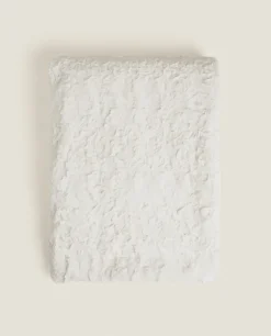 Blankets*ZARA Home Faux Fur Blanket Oyster White