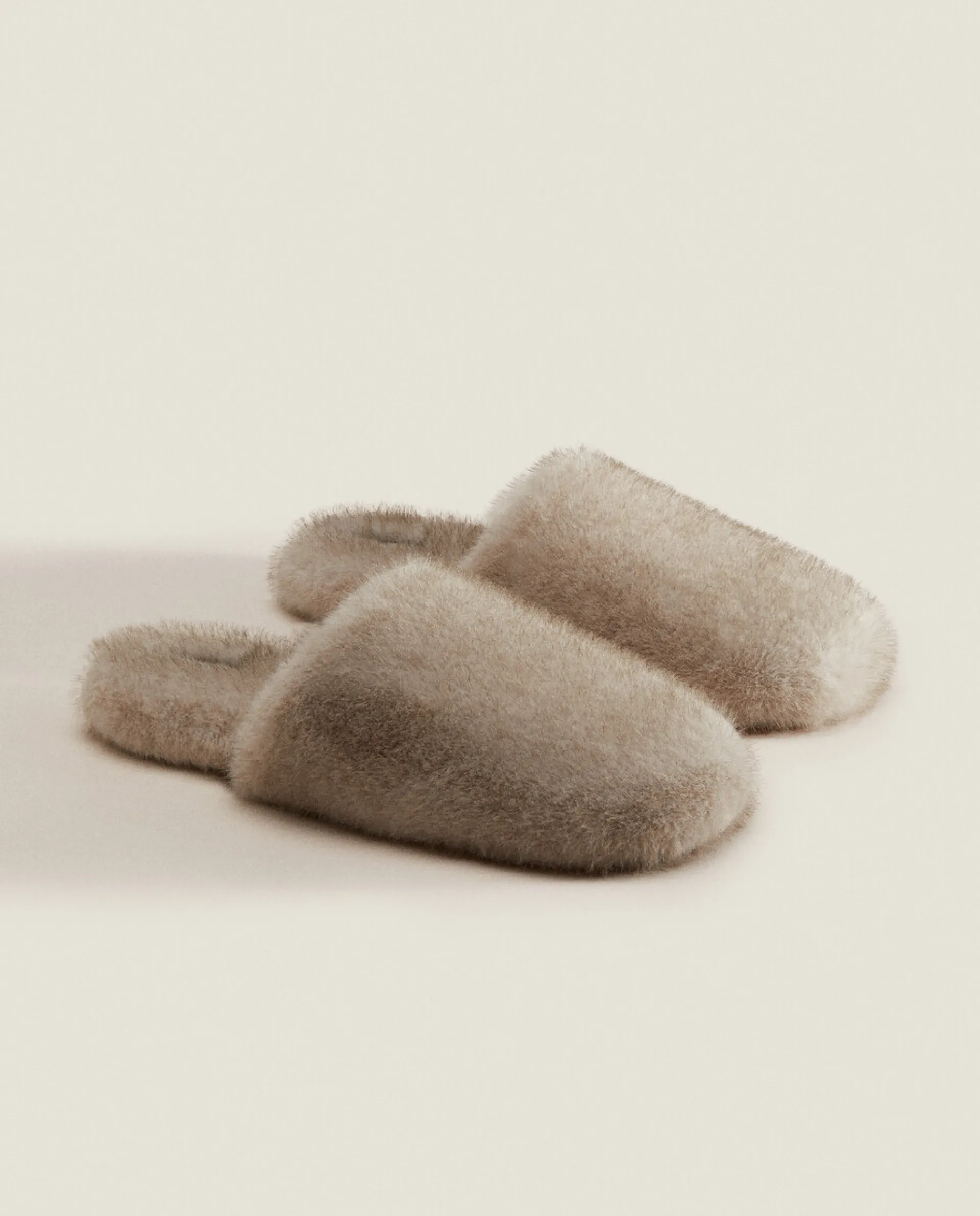Woman*ZARA Home Faux Fur Mule Slippers Grey