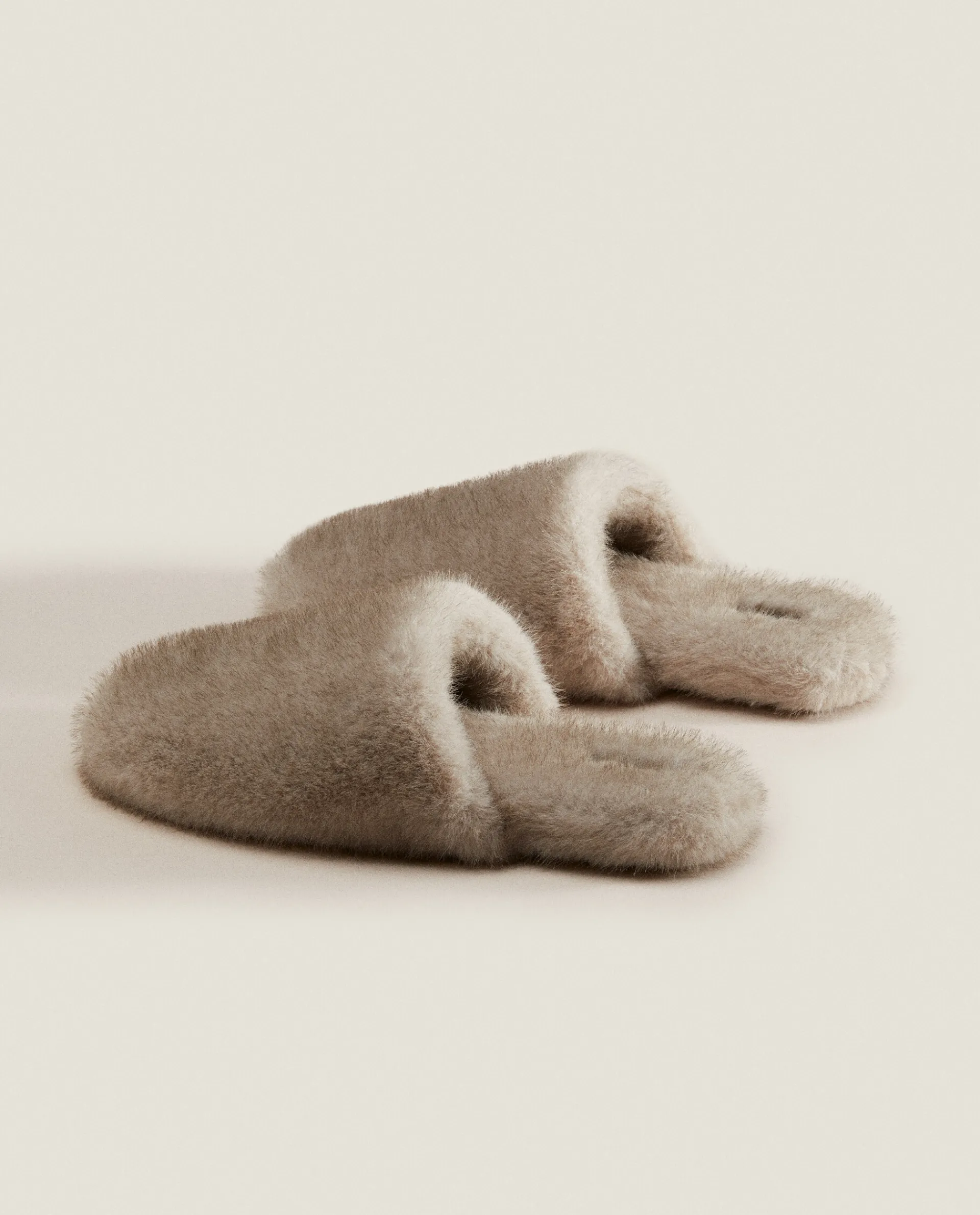 Woman*ZARA Home Faux Fur Mule Slippers Grey