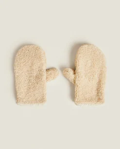 Accessories*ZARA Home Faux Shearling Mittens Beige
