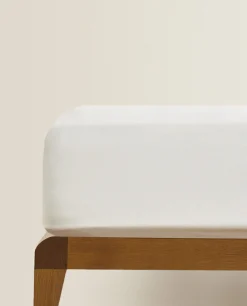 Crib Bedding*ZARA Home Fitted Sheet With Topstitching Oyster White