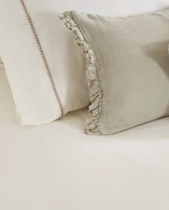 Crib Bedding*ZARA Home Fitted Sheet With Topstitching Oyster White