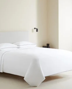 Flat Sheets*ZARA Home Flat Sheet With Colored Piping Detail Black