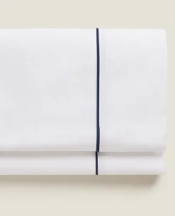 Flat Sheets*ZARA Home Flat Sheet With Piping Blue