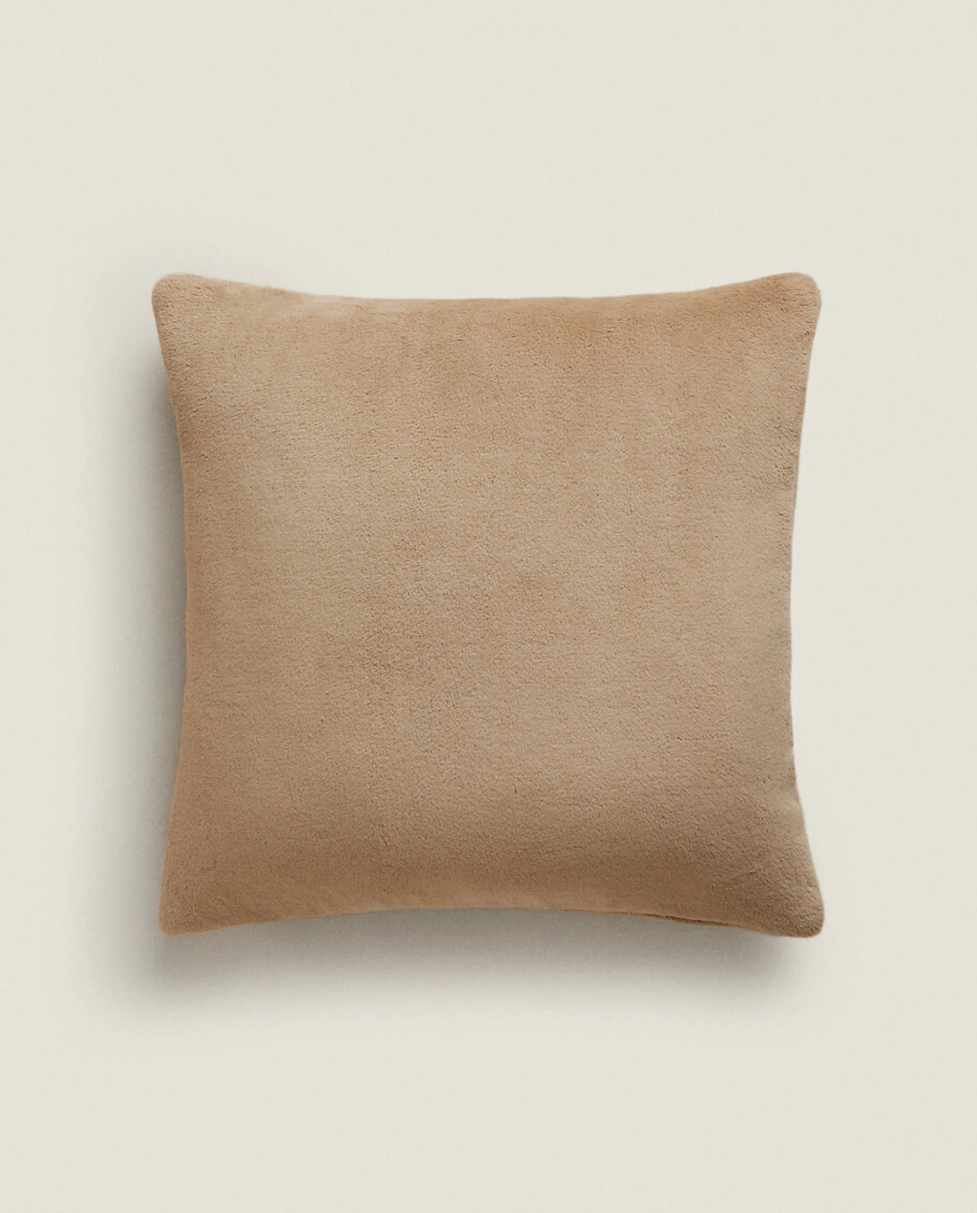 Solid*ZARA Home Fleece Throw Pillow Cover Beige