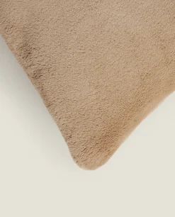 Solid*ZARA Home Fleece Throw Pillow Cover Beige