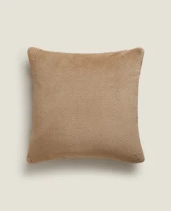 Solid*ZARA Home Fleece Throw Pillow Cover Beige