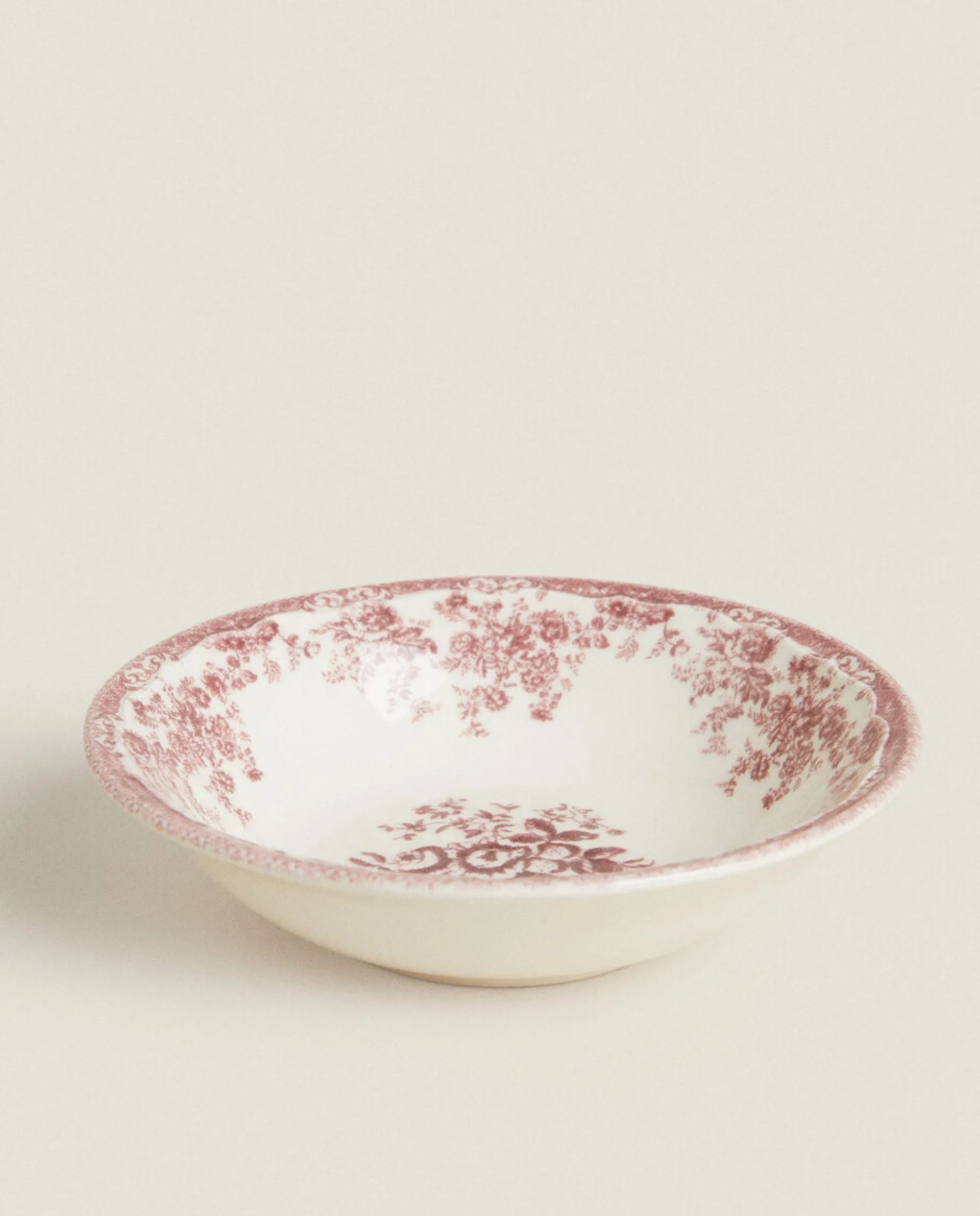 Bowls*ZARA Home Floral Earthenware Bowl Burgundy