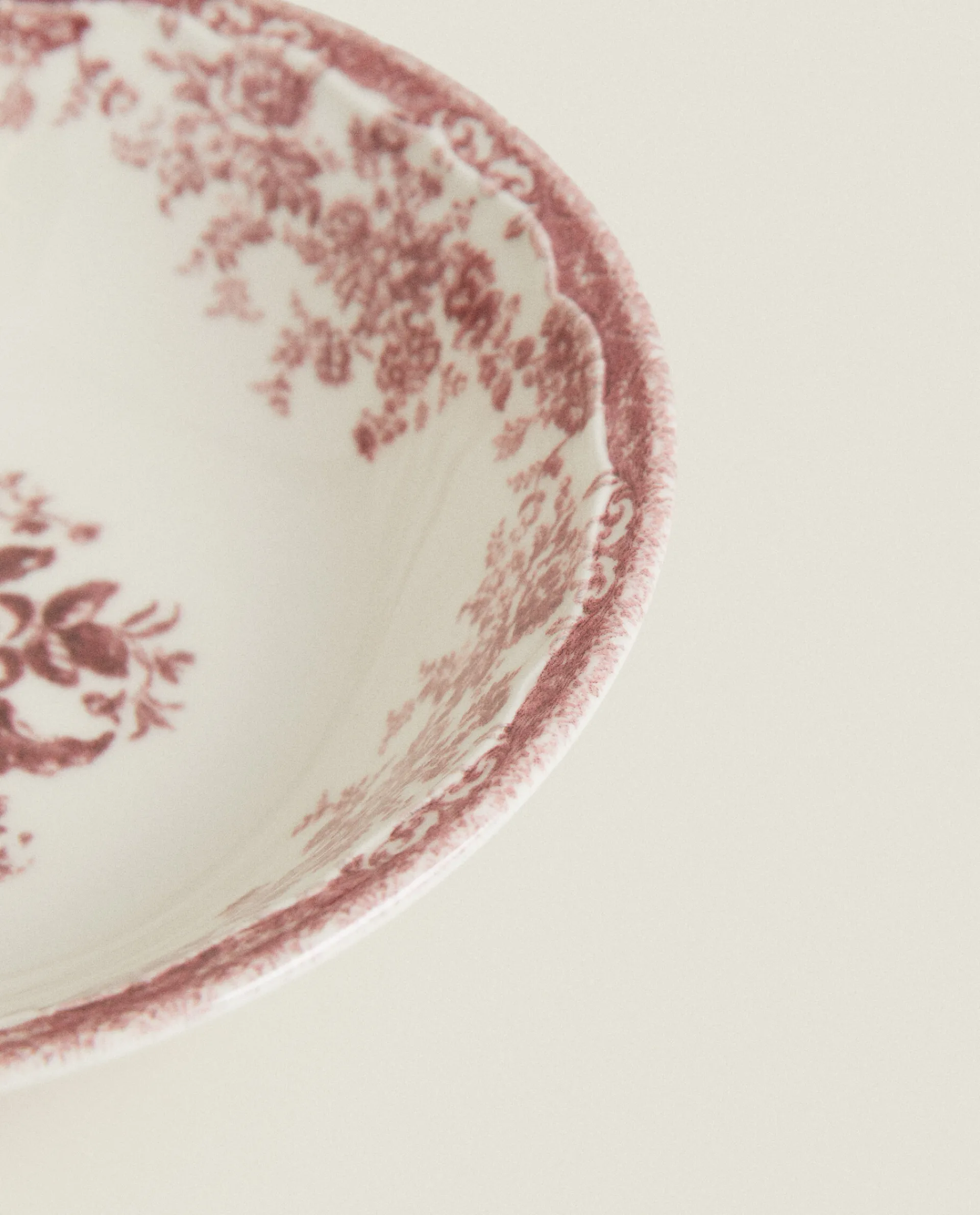 Bowls*ZARA Home Floral Earthenware Bowl Burgundy