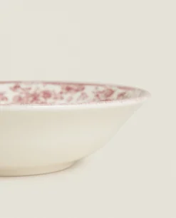 Bowls*ZARA Home Floral Earthenware Bowl Burgundy