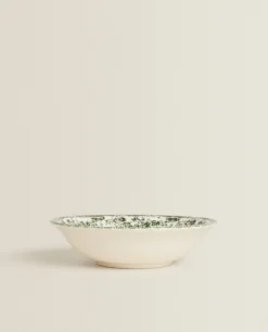 Bowls*ZARA Home Floral Earthenware Bowl Olive