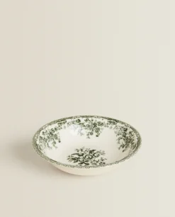 Bowls*ZARA Home Floral Earthenware Bowl Olive