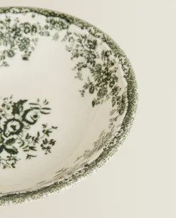 Bowls*ZARA Home Floral Earthenware Bowl Olive