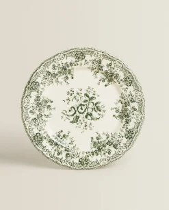 Dinner Plates*ZARA Home Floral Earthenware Dinner Plate Olive