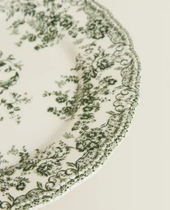Dinner Plates*ZARA Home Floral Earthenware Dinner Plate Olive