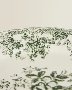 Dinner Plates*ZARA Home Floral Earthenware Dinner Plate Olive