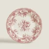 Dinner Plates*ZARA Home Floral Earthenware Dinner Plate Burgundy
