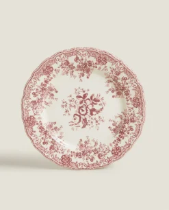 Dinner Plates*ZARA Home Floral Earthenware Dinner Plate Burgundy