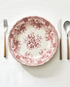Dinner Plates*ZARA Home Floral Earthenware Dinner Plate Burgundy