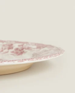 Dinner Plates*ZARA Home Floral Earthenware Dinner Plate Burgundy