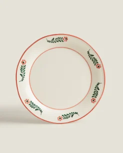 Dinner Plates*ZARA Home Floral Earthenware Dinner Plate Cream