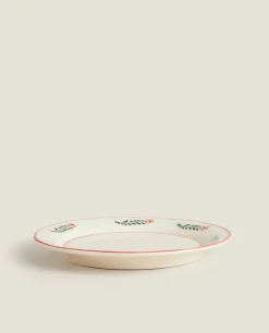 Dinner Plates*ZARA Home Floral Earthenware Dinner Plate Cream