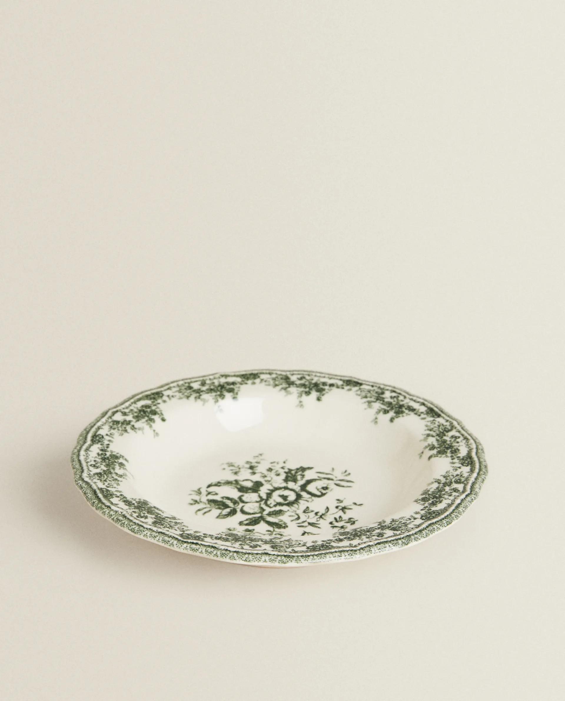 Soup Plates*ZARA Home Floral Earthenware Soup Plate Olive