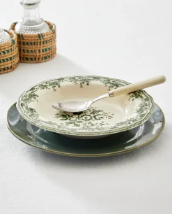 Soup Plates*ZARA Home Floral Earthenware Soup Plate Olive