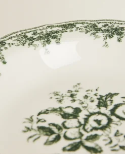 Soup Plates*ZARA Home Floral Earthenware Soup Plate Olive